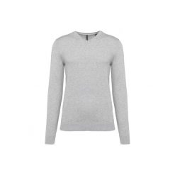 Ekologiczny sweter z dekoltem w szpic Kariban. Szare swetry męskie KARIBAN, bez wzorów, bez kołnierzyka, bez ramiączek. Za 191.00 zł.
