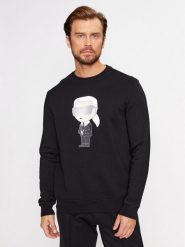 KARL LAGERFELD Bluza Sweat Crewneck 705071 500951 Czarny Regular Fit. Czarne bluzy nierozpinane męskie KARL LAGERFELD, m, bez wzorów, z bawełny, bez ramiączek, bez kaptura. Za 559.99 zł.