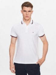 Tommy Hilfiger Polo 1985 MW0MW30750 Biały Slim Fit. Białe koszulki polo męskie Tommy Hilfiger, l, bez wzorów, z bawełny, bez kołnierzyka, bez ramiączek. Za 419.99 zł.