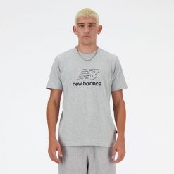 Koszulka męska New Balance MT41906AG – szara. Szare t-shirty sportowe męskie New Balance, m, bez wzorów, z dresówki, klasyczne, bez ramiączek. Za 49.99 zł.