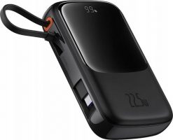 Powerbank Baseus Baseus Qpow Pro+ 10000mAh 22.5W z wbudowanym kablem USB-C i wyświetlaczem - czarny. Czarne powerbanki Baseus. Za 117.95 zł.