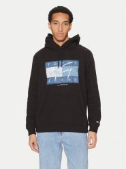Tommy Jeans Bluza Dna Flag Twist DM0DM21100 Czarny Regular Fit. Czarne bluzy nierozpinane męskie Tommy Jeans, m, bez wzorów, z bawełny, bez ramiączek, bez kaptura. Za 249.99 zł.