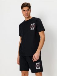 Piżama dwuczęściowa - czarny. Czarne piżamy męskie Sinsay, l, bez wzorów, z gumy, bez kołnierzyka, bez ramiączek. Za 29.99 zł.