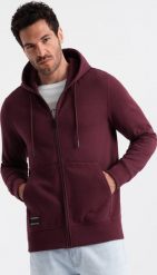 Ombre Rozpinana bawełniana męska bluza dresowa BASIC bordowa V3 OM-SSBZ-0160 XL. Czerwone bluzy rozpinane męskie Ombre, m, bez wzorów, z bawełny, bez ramiączek, bez kaptura. Za 199.99 zł.