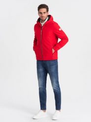 Męska kurtka z polarowym środkiem SOFTSHELL- czerwony V6 - Rozmiar: L. Czerwone kurtki softshell męskie Ombre Clothing, l, bez wzorów, z elastanu, bez kaptura. W wyprzedaży za 109.99 zł.