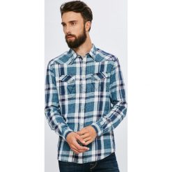 Wrangler - Koszula. Szare koszule męskie Wrangler, z bawełny, z klasycznym kołnierzykiem, z długim rękawem. Za 279.90 zł.