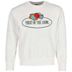 Męska Bluza Z Nadrukiem Logo W Stylu Vintage. Białe bluzy nierozpinane męskie Fruit of the Loom, m, bez wzorów, vintage, bez ramiączek, bez kaptura. Za 80.99 zł.