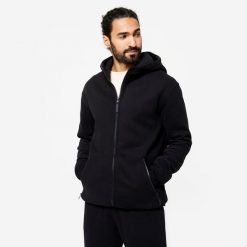 Bluza na zamek z kapturem męska Domyos Gym & Pilates. Czarne bluzy z kapturem męskie DOMYOS, m, bez wzorów, z bawełny, z kapturem. Za 149.99 zł.