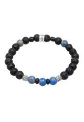 KUZZOI Męskie koraliki Round with Lava Stone and Agate Beads ze srebra próby 925 Sterling Silver Biżuteria męska 1 ct. Czerwona biżuteria dla mężczyzn KUZZOI, z materiału, z agatem, srebrne. Za 313.64 zł.