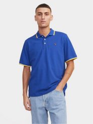 Jack & Jones Polo Bluwin 12169064 Niebieski Regular Fit. Niebieskie koszulki polo męskie Jack & Jones, m, bez wzorów, z bawełny, bez kołnierzyka, bez ramiączek. Za 79.99 zł.
