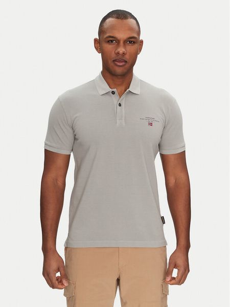 Napapijri Polo Elbas NP0A4GDL Szary Regular Fit. Szare koszulki polo męskie Napapijri, m, bez wzorów, z bawełny, bez kołnierzyka, bez ramiączek. Za 159.99 zł.