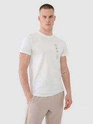 4F T-shirt regular z nadrukiem męski - beżowy 3XL. Brązowe t-shirty męskie 4f, m, bez wzorów, z bawełny, bez kołnierzyka, bez ramiączek. W wyprzedaży za 59.99 zł.