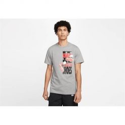Koszulka sportowa męska Nike Air Jordan The Shoes Crew. Szare t-shirty sportowe męskie Nike, m, bez wzorów, sportowe, bez ramiączek. Za 239.99 zł.