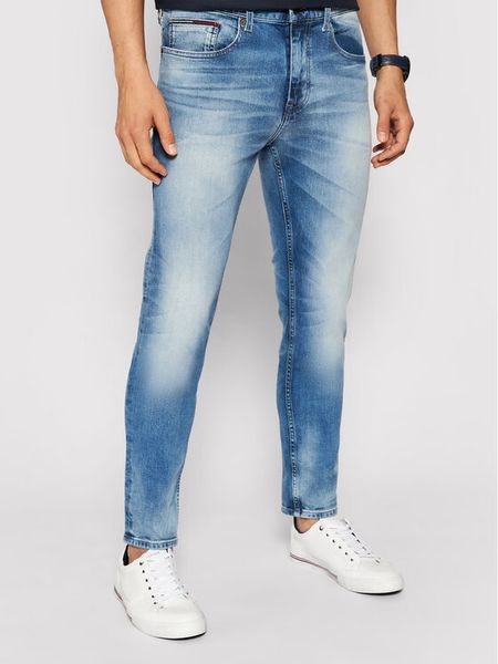 Tommy Jeans Jeansy Austin DM0DM09555 Niebieski Slim Fit. Niebieskie jeansy męskie Tommy Jeans, bez wzorów, z bawełny. Za 269.99 zł.