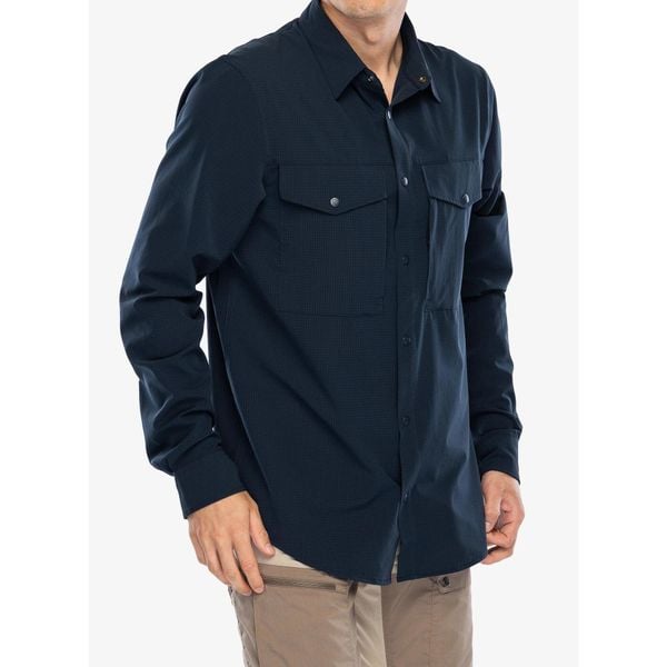 Koszula podróżnicza męska Fjallraven Abisko Trekking Shirt. Niebieskie koszule męskie Fjällräven, m, bez wzorów, bez kołnierzyka, bez ramiączek. Za 429.99 zł.