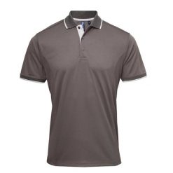Męska Koszulka Polo Coolchecker Contrast. Szare koszulki polo męskie PREMIER, m, bez wzorów, bez kołnierzyka, bez ramiączek. Za 85.99 zł.
