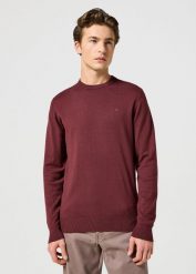 WRANGLER MĘSKI SWETER KNIT SWEATER DAHLIA 112357203 W8F2016299. Czerwone swetry męskie Wrangler, bez wzorów, z bawełny, eleganckie, bez kołnierzyka, bez ramiączek. W wyprzedaży za 129.99 zł.