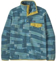 Bluza bez kaptura Patagonia Lightweight Synch Snap-T Pullover - quilty fitz/wetland blue. Niebieskie bluzy nierozpinane męskie Patagonia, m, bez wzorów, bez ramiączek, bez kaptura. Za 474.64 zł.