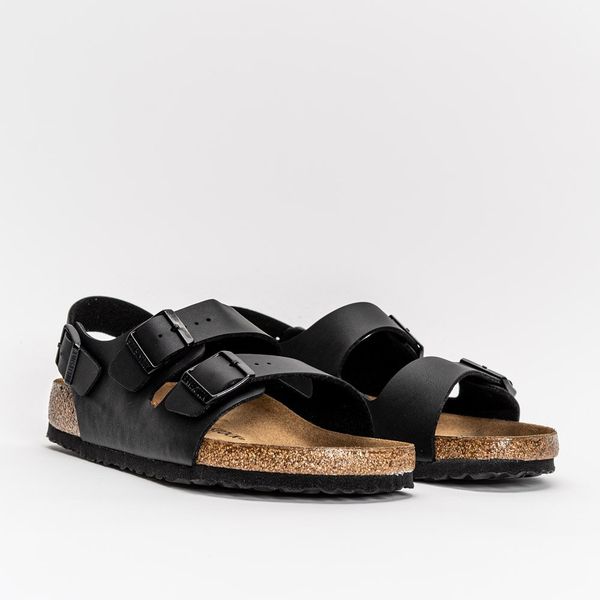 Birkenstock Milano BF Sandały Unisex. Czarne sandały męskie Birkenstock, z materiału, bez zapięcia. Za 314.99 zł.