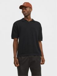 Jack & Jones Polo Linen 12252748 Czarny Regular Fit. Czarne koszulki polo męskie Jack & Jones, m, bez wzorów, z bawełny, bez kołnierzyka, bez ramiączek. Za 99.99 zł.