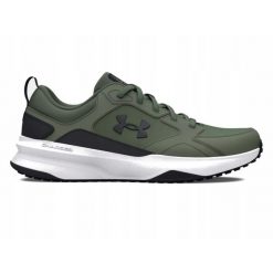 Buty Męskie Under Armour Sportowe Treningowe Khaki. Zielone buty treningowe męskie Under Armour, bez wzorów, ze skóry, bez zapięcia, na fitness i siłownię. Za 299.00 zł.