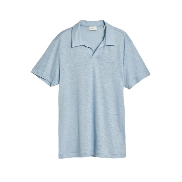 Koszulka polo męska Gant Linen Ss Polo. Niebieskie koszulki polo męskie Gant, m, bez wzorów, ze lnu, bez kołnierzyka, bez ramiączek. W wyprzedaży za 223.00 zł.