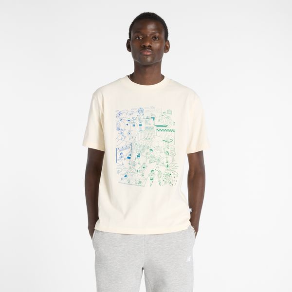 Koszulka męska New Balance MT53916PEF – beżowa. Brązowe t-shirty sportowe męskie New Balance, l, z aplikacjami, z dresówki, klasyczne, bez ramiączek. Za 169.99 zł.