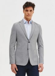 PAKO LORENTE - Jasnoszara marynarka z dzianiny. Szare marynarki męskie Pako Lorente, bez wzorów, z dzianiny. Za 399.99 zł.