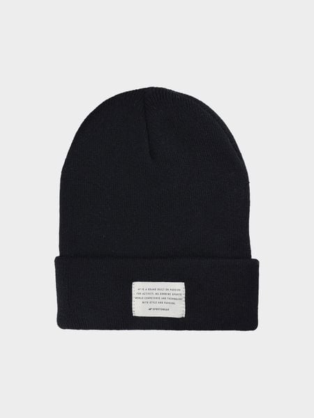 4F Czapka zimowa uniseks - czarna Uniwersalny. Czarne czapki męskie 4f, na zimę, bez wzorów, z poliesteru, klasyczne. Za 39.99 zł.