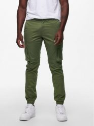 Only & Sons Spodnie materiałowe 22016687 Zielony Tapered Fit. Zielone spodnie na co dzień męskie Only & Sons, bez wzorów, z bawełny. Za 99.99 zł.