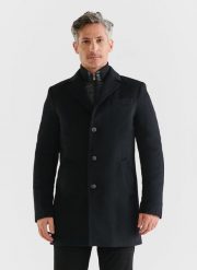 PAKO LORENTE – Płaszcz męski P22WF-7X-001-C-0. Czarne płaszcze męskie Pako Lorente, m, bez wzorów, z poliesteru, bez kaptura. Za 599.99 zł.