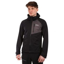 Męska kurtka softshell Kilpi BELTRA-M. Czarne kurtki męskie Kilpi, m, bez wzorów, z softshellu, sportowe, bez ramiączek, bez kaptura. Za 473.69 zł.