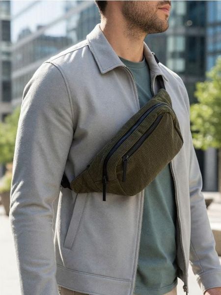 Prążkowana nerka z regulowanym paskiem - zielony. Zielone saszetki męskie Sinsay, bez wzorów, prążkowane, małe. W wyprzedaży za 14.99 zł.