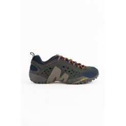 Buty Trekkingowe Męskie Merrell Intercept. Niebieskie buty trekkingowe męskie Merrell, bez wzorów, sportowe, bez obcasa, bez zapięcia. Za 559.20 zł.