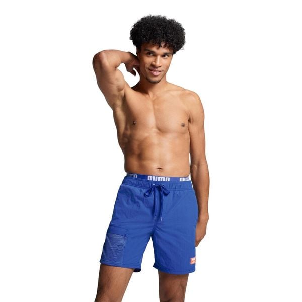 Kąpielówki męskie Puma, Utility Mid Shorts, Benjamin Blue. Niebieskie kąpielówki męskie Puma, m, bez wzorów, z materiału. Za 238.99 zł.