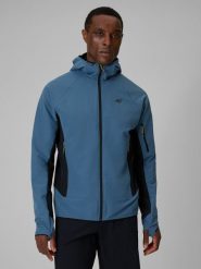 4F Kurtka softshell wiatroodporna męska - granatowa XXL. Niebieskie kurtki męskie 4f, l, bez wzorów, z materiału, klasyczne, bez ramiączek, bez kaptura. Za 299.99 zł.