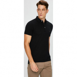 Tommy Hilfiger - Polo. Czarne koszulki polo męskie Tommy Hilfiger, z bawełny, polo. Za 269.90 zł.