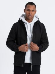 Męska kurtka SOFTSHELL z polarowym środkiem - czarny V2 - Rozmiar: XL. Czarne kurtki softshell męskie Ombre Clothing, m, bez wzorów, z elastanu, bez kaptura. W wyprzedaży za 109.99 zł.