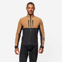 Kurtka zimowa rowerowa szosowa Van Rysel EDR Endurance. Brązowe kurtki treningowe męskie VAN RYSEL, na zimę, l, bez wzorów, z materiału, bez kaptura, rowerowe. Za 359.99 zł.