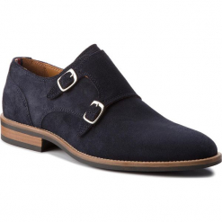 Półbuty TOMMY HILFIGER - Essential Suede Double Monk Shoe FM0FM01528 Midnight 403. Niebieskie codzienne półbuty męskie Tommy Hilfiger, z materiału. W wyprzedaży za 359.00 zł.