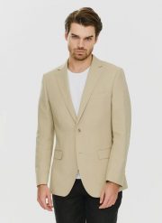 PAKO LORENTE – Lniana marynarka męska w kolorze oliwkowym. Zielone marynarki męskie Pako Lorente, m, bez wzorów, ze lnu. Za 399.99 zł.