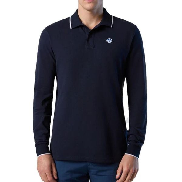 NORTH SAILS POLO LONG SLEEVE Niebieski. Niebieskie koszulki polo męskie North Sails, m, bez wzorów, z tkaniny, bez kołnierzyka, bez ramiączek. Za 275.99 zł.