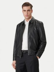 Calvin Klein Kurtka skórzana LV04LF423G Czarny Regular Fit. Czarne kurtki męskie Calvin Klein, m, bez wzorów, ze skóry, bez ramiączek, bez kaptura. Za 2,089.00 zł.