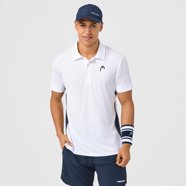 SLICE Polo Shirt Men. Białe koszulki polo męskie Head, bez wzorów, sportowe, bez kołnierzyka, bez ramiączek. W wyprzedaży za 224.00 zł.