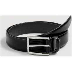Mango Man - Pasek skórzany Basic3. Czarne paski męskie Mango Man, w paski, z materiału. Za 139.90 zł.