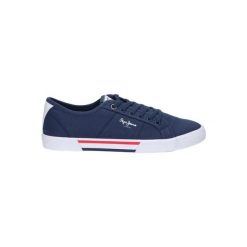 Trampki męskie sportowe Pepe Jeans BRADY MEN BASIC. Białe trampki męskie Pepe Jeans, bez wzorów, z jeansu, sportowe, bez zapięcia. W wyprzedaży za 199.00 zł.