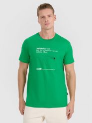 4F T-shirt regular z nadrukiem męski - zielony XL. Zielone t-shirty sportowe męskie 4f, m, bez wzorów, z bawełny, klasyczne, bez ramiączek. Za 69.99 zł.