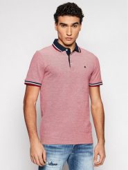 Jack & Jones Polo Paulos 12136668 Czerwony Slim Fit. Czerwone koszulki polo męskie Jack & Jones, m, bez wzorów, z bawełny, bez kołnierzyka, bez ramiączek. Za 129.99 zł.