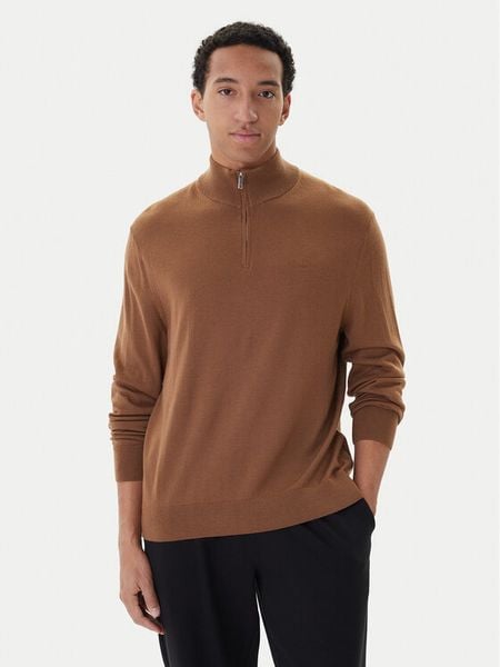 Calvin Klein Golf LV04LD318G Brązowy Regular Fit. Brązowe kardigany męskie Calvin Klein, bez wzorów, z wełny, bez kołnierzyka, bez ramiączek. Za 399.99 zł.