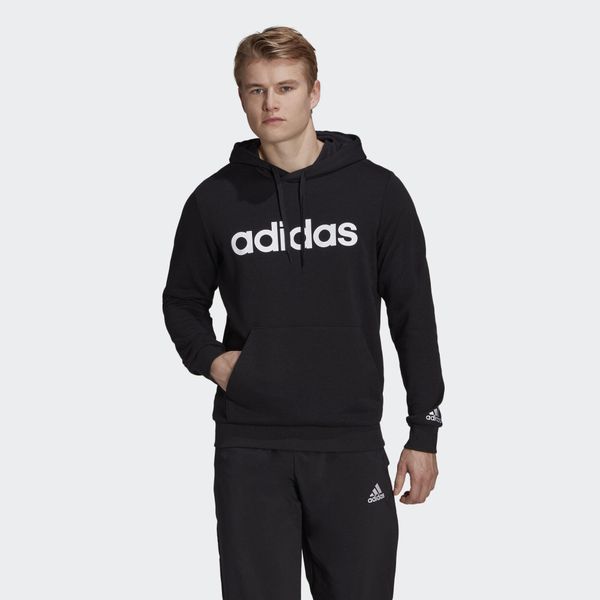 Bluza męska adidas Essentials French Terry Linear Logo Hoodie. Białe bluzy nierozpinane męskie ADIDAS, m, bez wzorów, sportowe, bez ramiączek, bez kaptura. Za 129.09 zł.